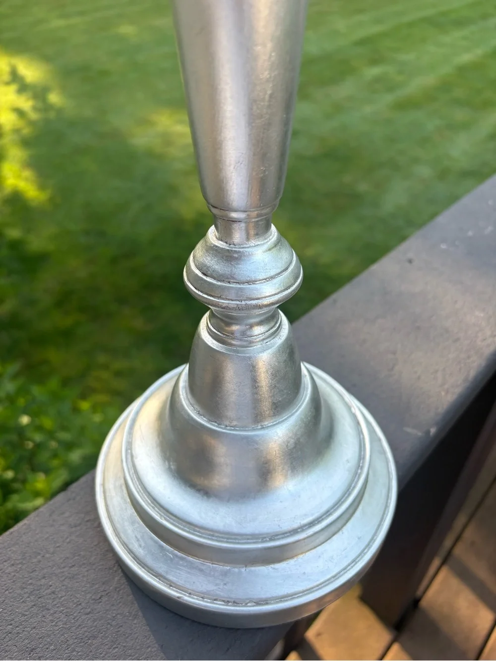 Pottery Barn Silver Turned Metal Taper Candle Holder 17.5”